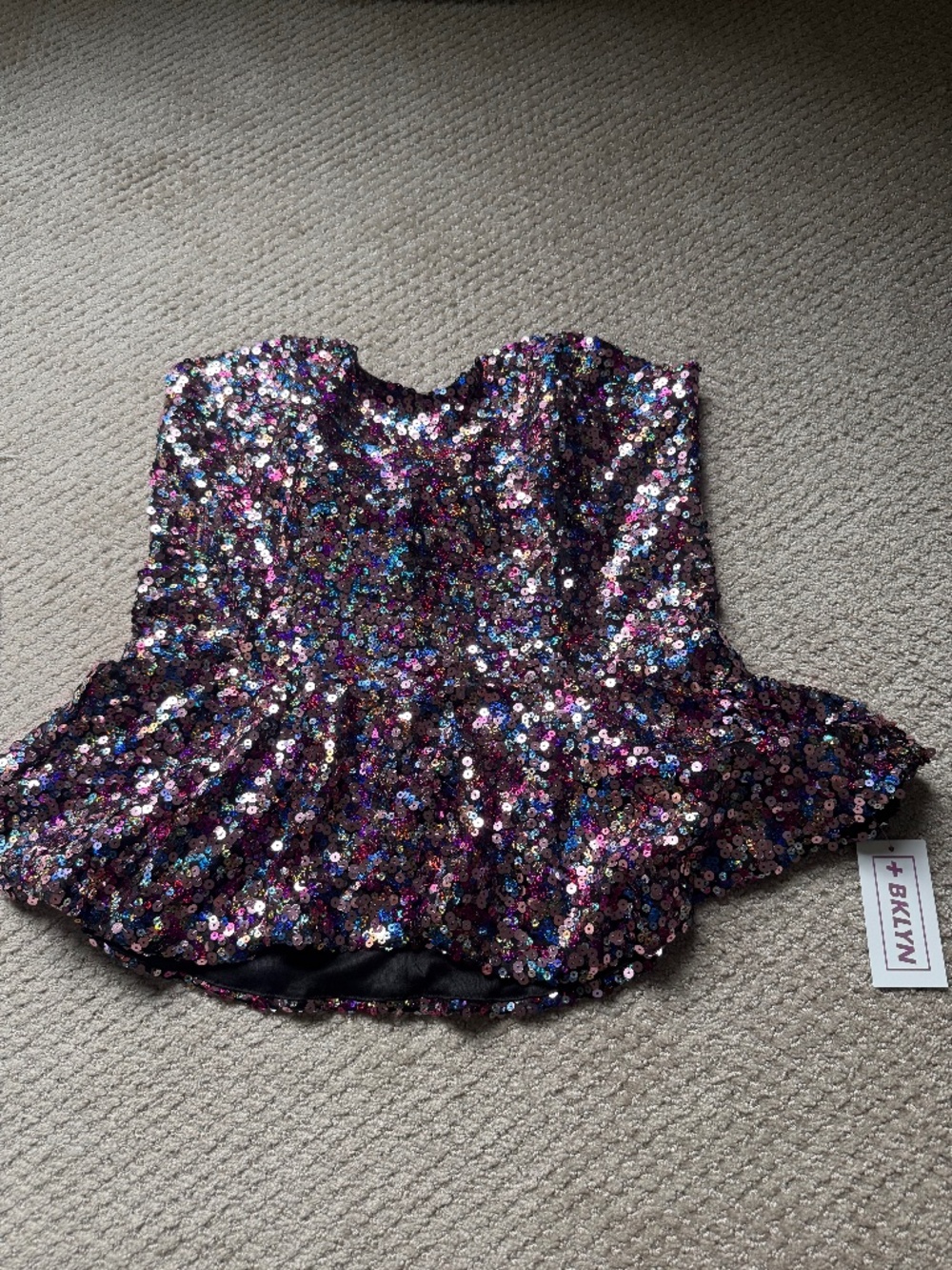 ASOS Curve Multicolor Sequin Peplum Top US 14